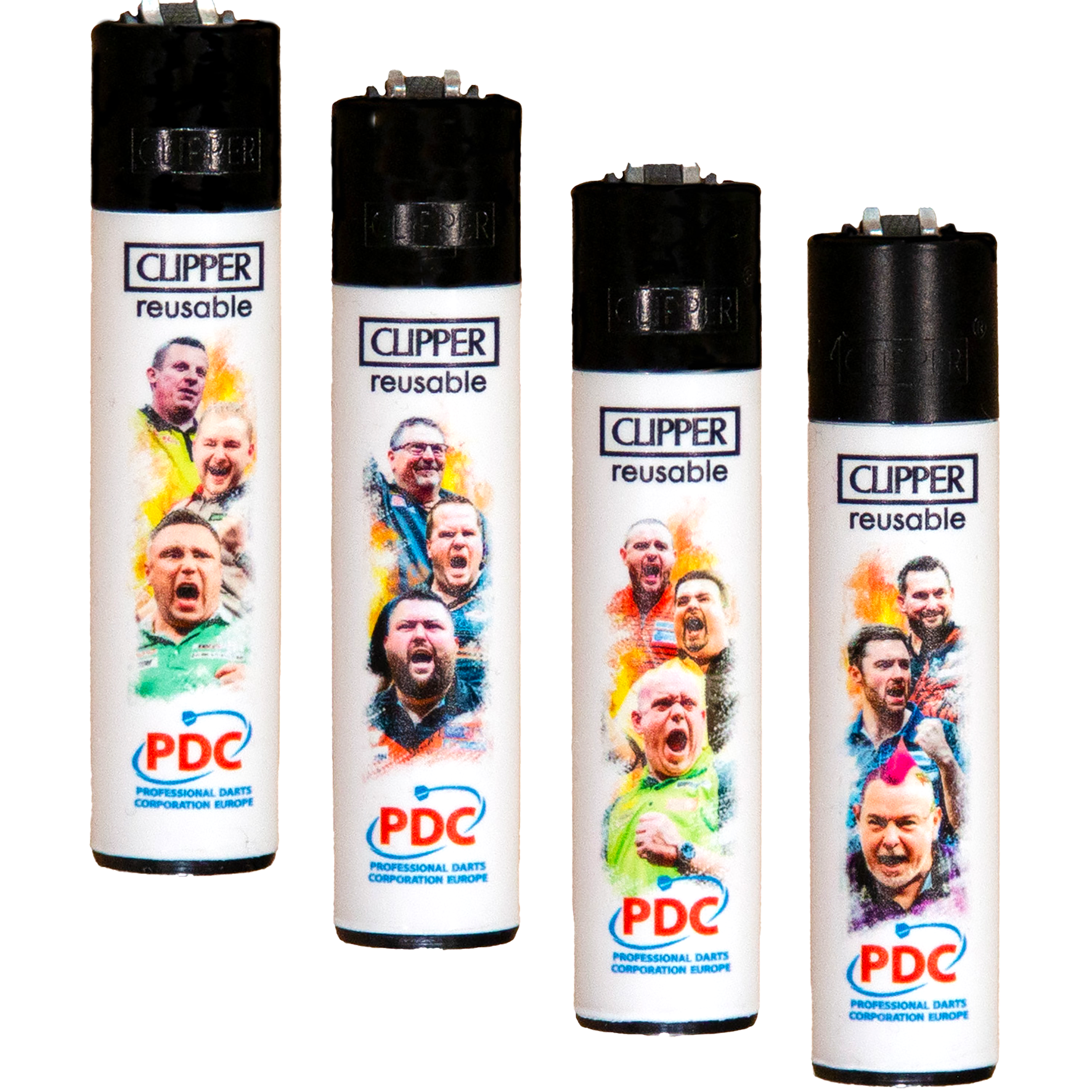 Original PDC Clipper - 4er Feuerzeug Set